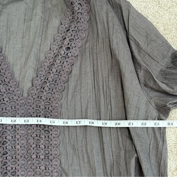 Garnet Hill XL Gauzy Swim Coverup Eyelet Taupe 3/4 Sleeve Boat Summer Resortwear - Picture 9 of 10